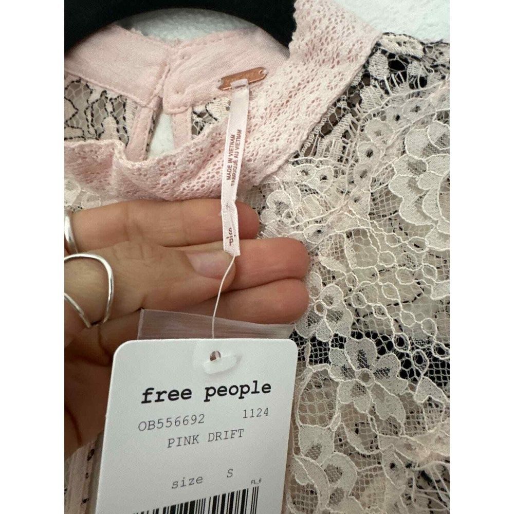 Free People Tunic Dress S Lace Cutout Preppy Romantic Festival Boho Chic Pink - Picture 5 of 7